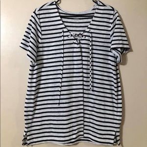 Striped Tie Front Blouse